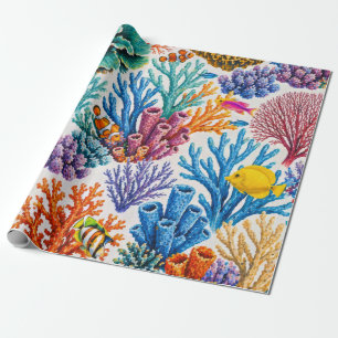 Farbige Korallenriff-Tropenfische Geschenkpapier