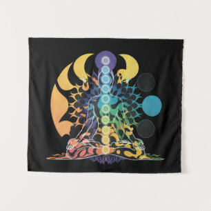 Farbige Kosmische Chakra-Meditation Spirituelle En Wandteppich