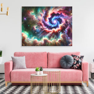 Farbige kosmische Galaxienwirbel mit strahlendem N Leinwanddruck