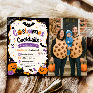 Farbige Kostüme und Cocktails Halloween-Foto Einladung