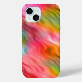 Farbige Krane Blume Wavy Textur iPhone 15 Hülle