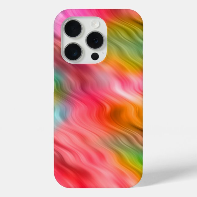 Farbige Krane Blume Wavy Textur iPhone 15 Pro Hülle (Rückseite)