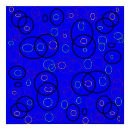 Farbige Kreise auf blau Poster