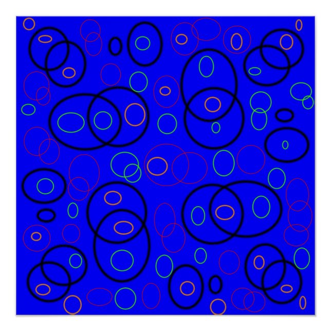 Farbige Kreise auf blau Poster (Vorderseite)