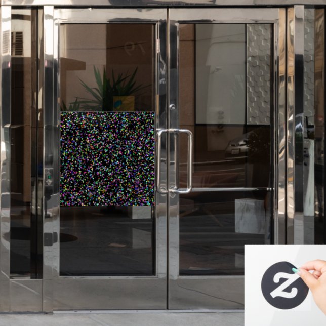 Farbige Kreise blasen auf schwarzen, einzigartigen Fensteraufkleber (Büro Tür)