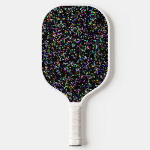 Farbige Kreise blasen auf schwarzen, einzigartigen Pickleball Schläger