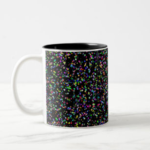 Farbige Kreise blasen auf schwarzen, einzigartigen Zweifarbige Tasse