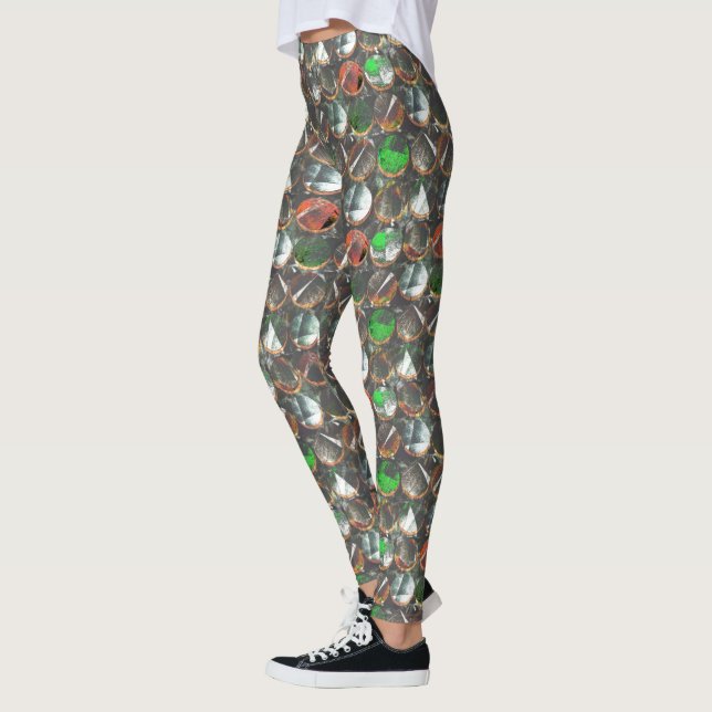 Farbige Kreise dunkler Textur Leggings (Links)