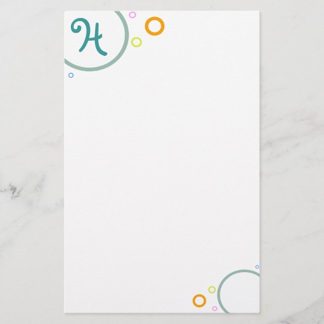 Farbige Kreise "Monogram H"-Stationierung Briefpapier (Vorderseite)