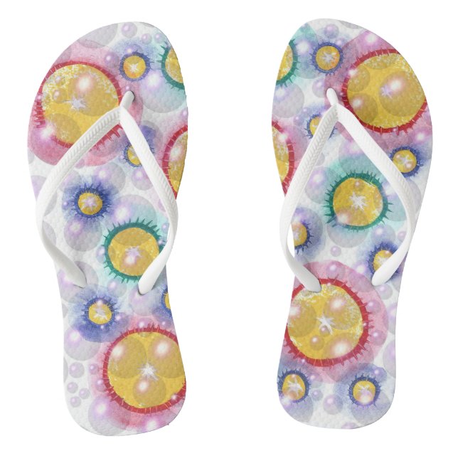 Farbige Kreise und Blasen Trendkippen Flip Flops (Fußbett)