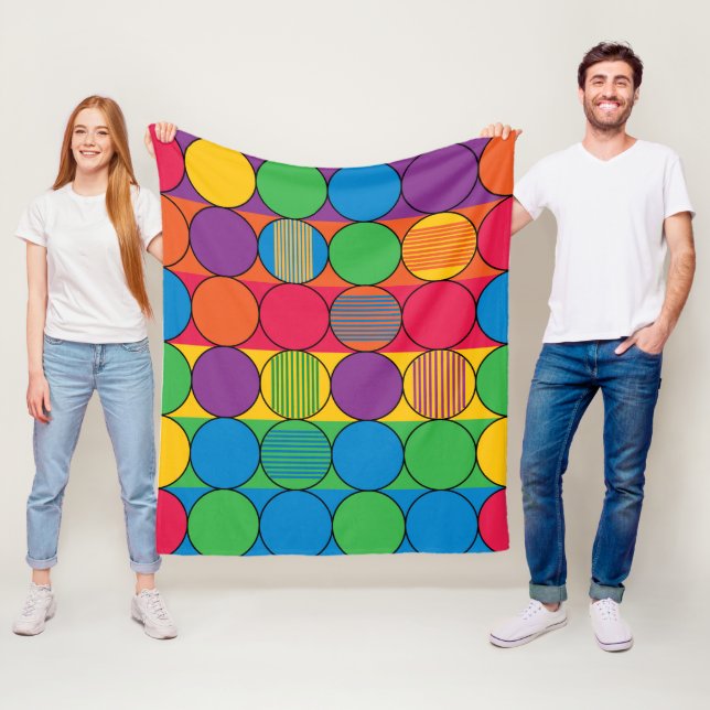 Farbige Kreise und Streifen Fleecedecke (Beispiel)