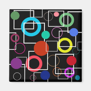 Farbige Kreise und weiße Quadrate Magnet