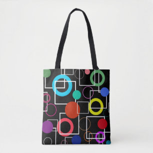 Farbige Kreise und weiße Quadrate Tasche