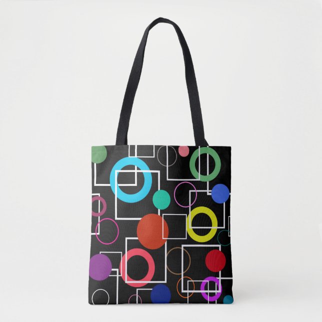 Farbige Kreise und weiße Quadrate Tasche (Vorderseite)
