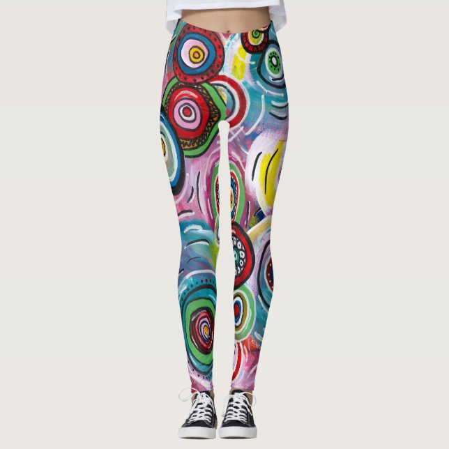 Farbige Kreise und Wirbel Originelle Abstrakte Kun Leggings (Vorderseite)
