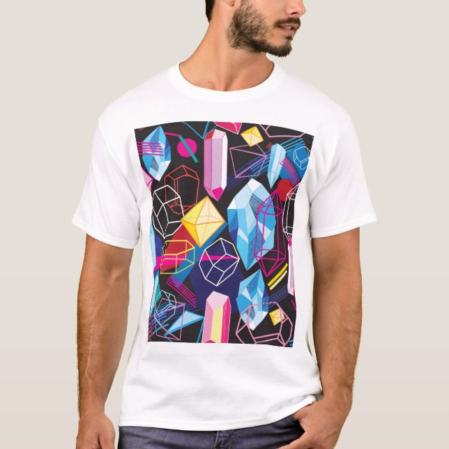 Farbige Kristalle, abstrakter Hintergrund T-Shirt (Vorderseite)