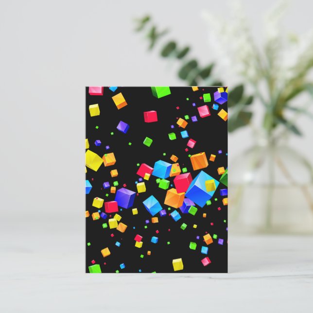 Farbige Kuben 2 Postkarte (Stehend Vorderseite)
