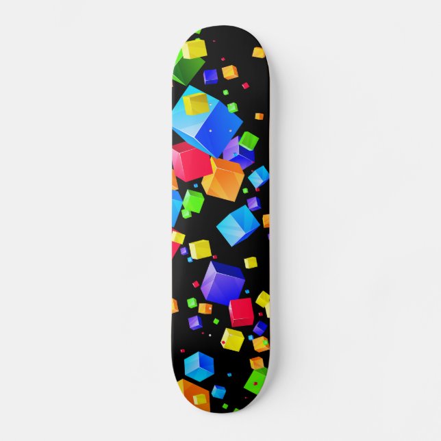 Farbige Kuben 2 Skateboard (Vorderseite)