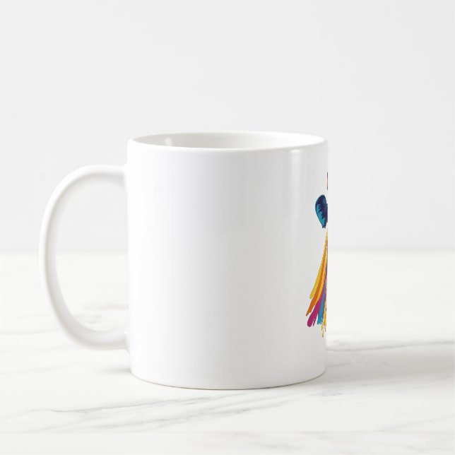 Farbige Kuh, Design der Regenbogenkuh Kaffeetasse (Links)