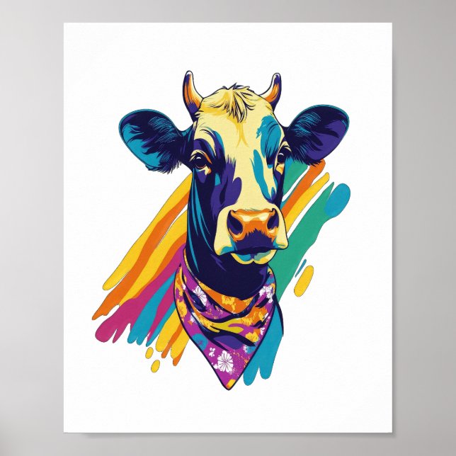 Farbige Kuh, Design der Regenbogenkuh Poster (Vorne)