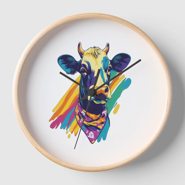 Farbige Kuh, Design der Regenbogenkuh Uhr (Vorderseite)