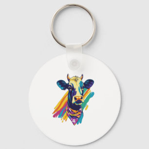 Farbige Kuh-PNG, Rainbow-Kuh-Design-PNG Schlüsselanhänger