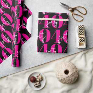 Farbige kühne rosa 40. Geburtstag Geschenkpapier