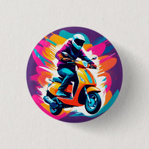 Farbige Kunst-Darstellung einer Person beim Fahren Button