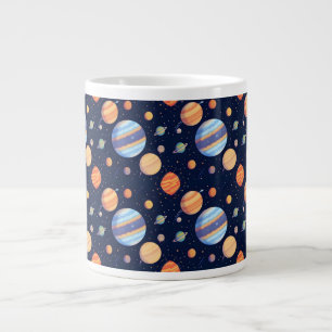 Farbige künstlerische Darstellung von Planeten und Jumbo-Tasse