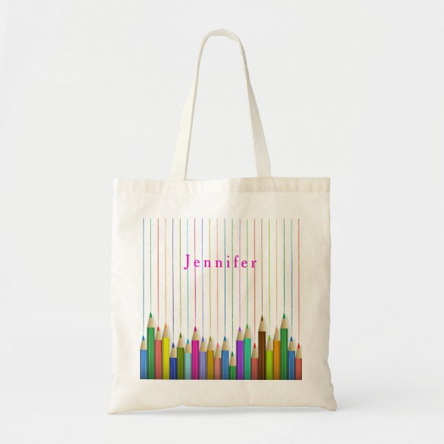 Farbige Kunststifte, maßgeschneiderte Buchtasche z Tragetasche (Vorne)