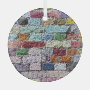 Farbige, lackierte Ziegelwand Textur Ornament Aus Glas