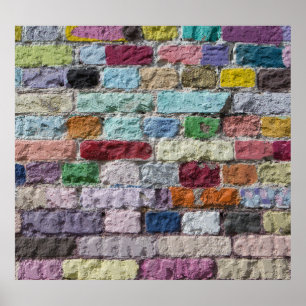 Farbige, lackierte Ziegelwand Textur Poster