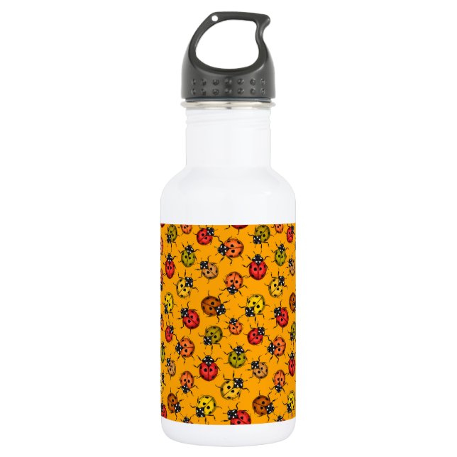 Farbige Ladybugs Edelstahlflasche (Vorderseite)