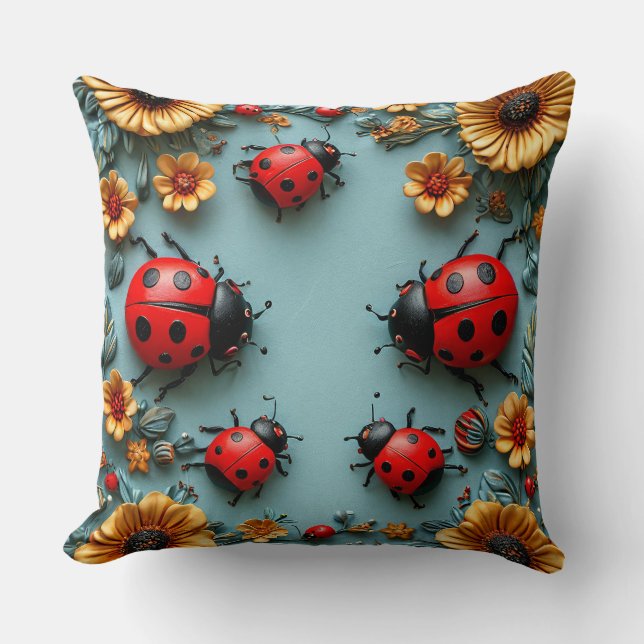 Farbige Ladybugs Kissen (Vorderseite)