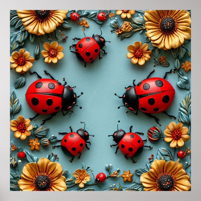 Farbige Ladybugs Poster (Vorne)