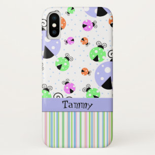 Farbige Ladybugs und Streifen Case-Mate iPhone Hülle