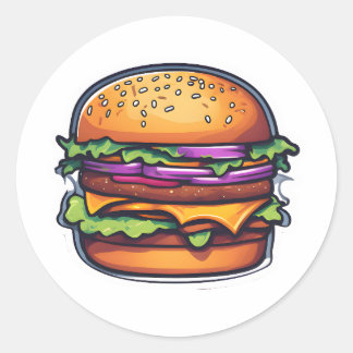 Farbige Layered Burgers Bursting Flavours 005 Runder Aufkleber