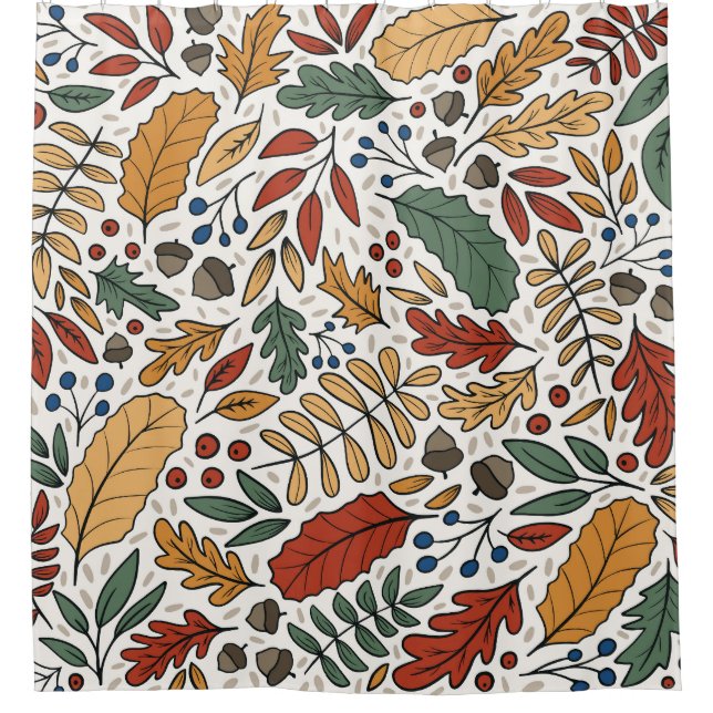 Farbige Leaf-Quadrat-Gestaltung im Herbst Duschvorhang (Vorderseite)