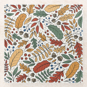 Farbige Leaf-Quadrat-Gestaltung im Herbst Glasuntersetzer