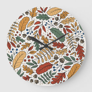 Farbige Leaf-Quadrat-Gestaltung im Herbst Große Wanduhr