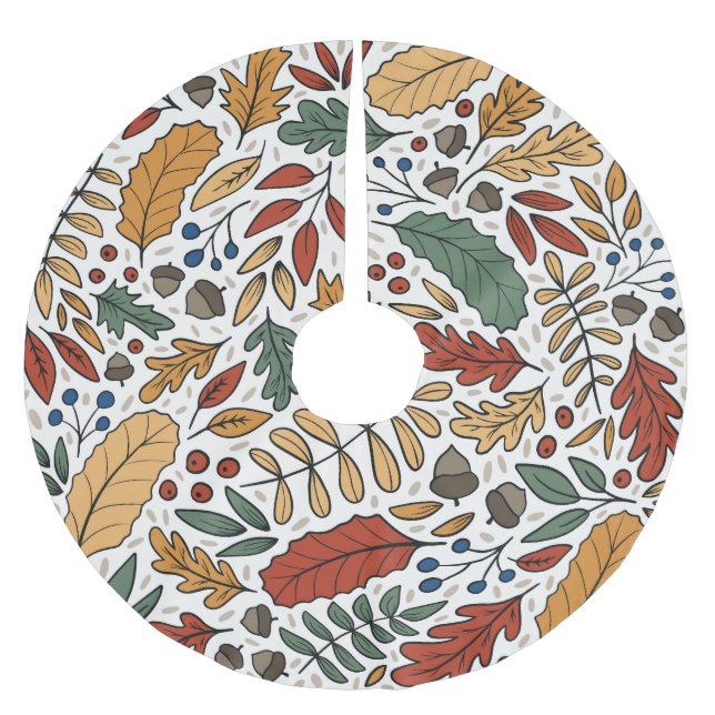 Farbige Leaf-Quadrat-Gestaltung im Herbst Polyester Weihnachtsbaumdecke (Vorderseite)