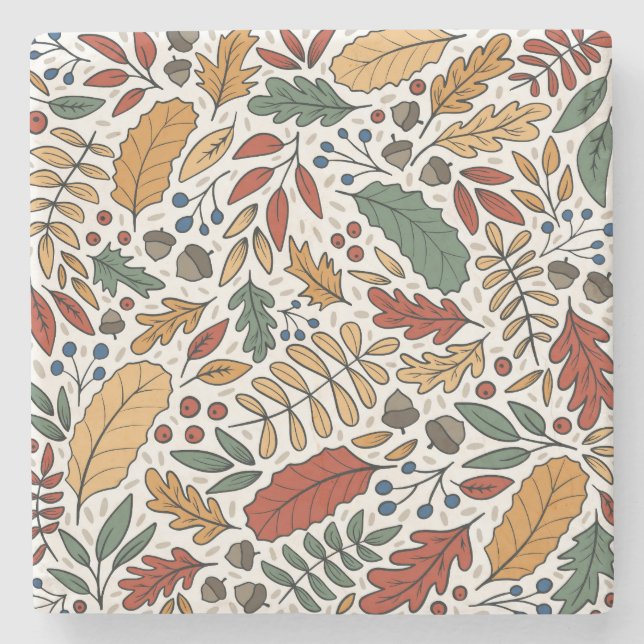 Farbige Leaf-Quadrat-Gestaltung im Herbst Steinuntersetzer (Vorderseite)