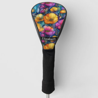 Farbige Lebendige Mohnblume Personalisiert Golf Headcover