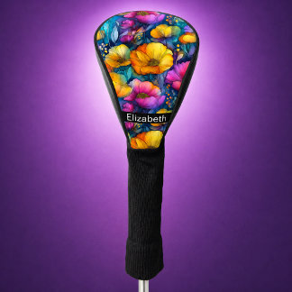 Farbige Lebendige Mohnblume Personalisiert Golf Headcover