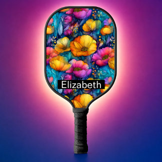 Farbige Lebendige Mohnblume Personalisiert Pickleball Schläger