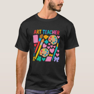 Farbige Lehrerpinselpalette Regenbogen Coquette De T-Shirt