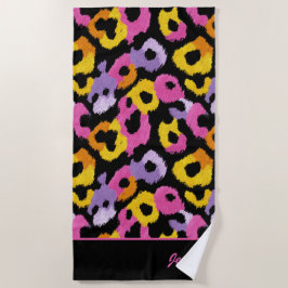Farbige Leopard Print Retro Glam Mit Monogramm Nam Strandtuch