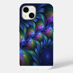 Farbige Leuchtende Abstrakte Blaue Rosa Grüne Frak iPhone 14 Hülle