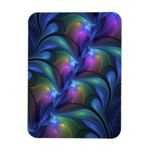 Farbige Leuchtende Abstrakte Blaue Rosa Grüne Frak Magnet
