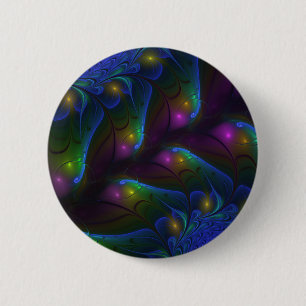 Farbige Leuchtende Abstrakte Moderne Trippy-Frakta Button